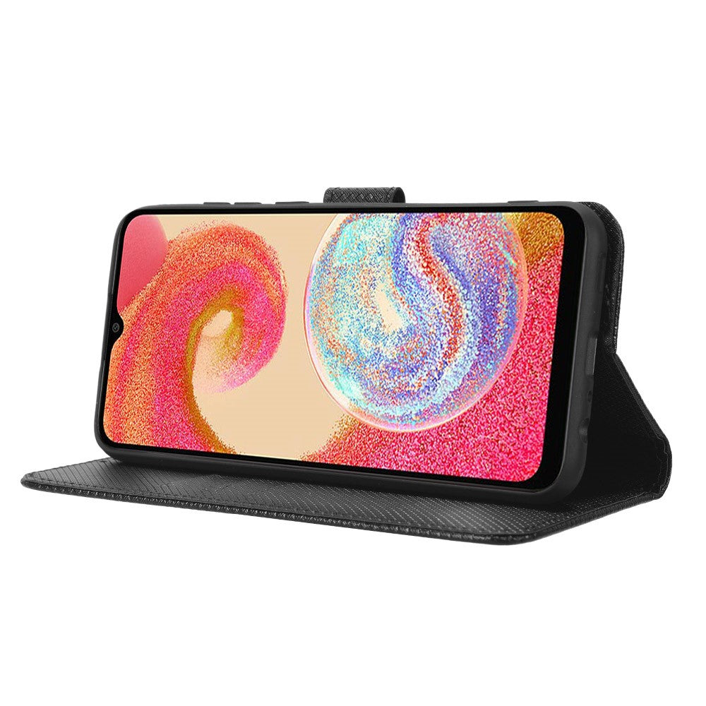 Til Samsung Galaxy A04e 4G / F04 4G / M04 4G Magnetisk Lukkebeskyttende Telefoncover Diamant Tekstur PU Læder Foldbart Stativ Flip Pung Telefoncover
