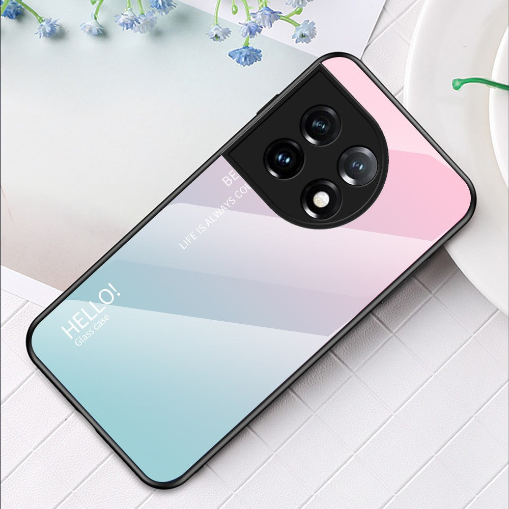 OnePlus 11 5G Gradient Color Phone Case Reptåligt Härdat Glas + PC Baksida TPU Ram Hybrid Skal