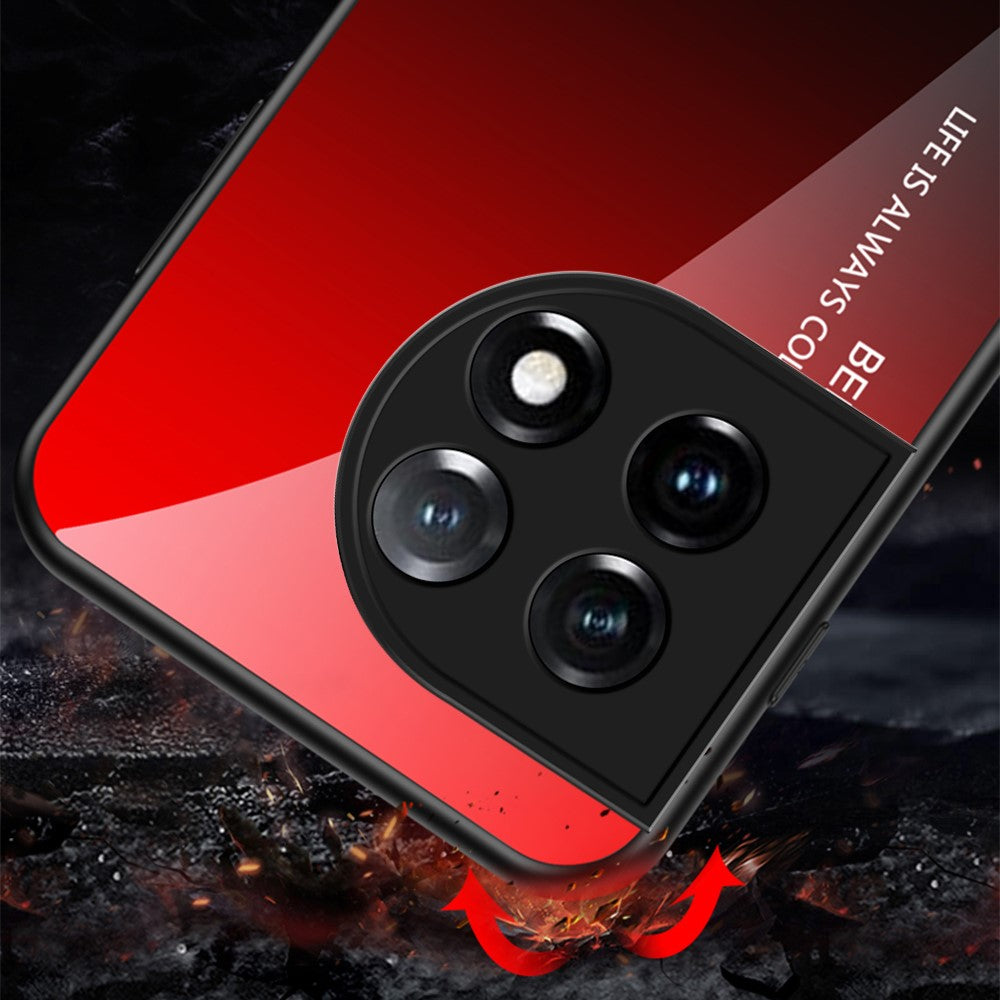 OnePlus 11 5G Gradient Color Phone Case Reptåligt Härdat Glas + PC Baksida TPU Ram Hybrid Skal