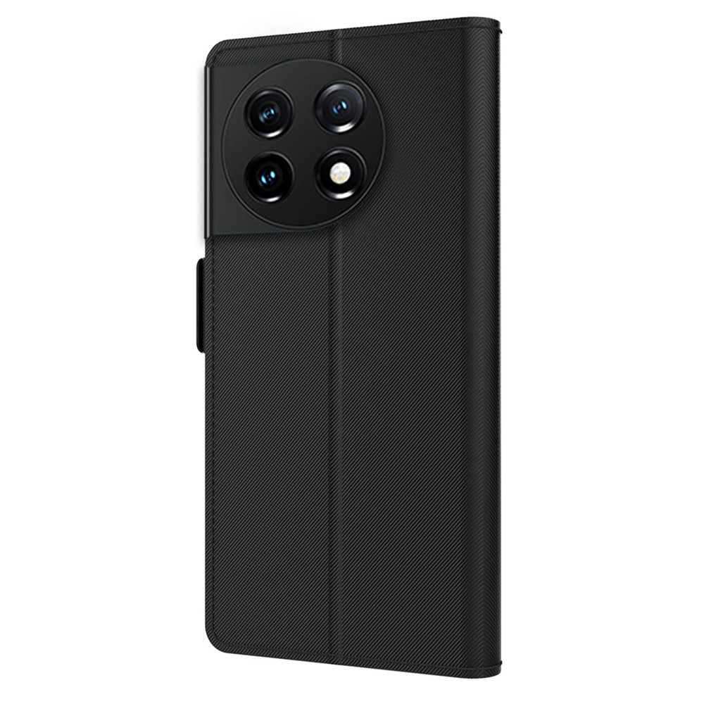 Fallskyddande mobilskal för OnePlus 11 5G, PU-läder+TPU vikbart stativ korthållare magnetiskt mobilskal med sminkspegel