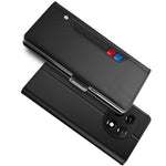 Fallskyddande mobilskal för OnePlus 11 5G, PU-läder+TPU vikbart stativ korthållare magnetiskt mobilskal med sminkspegel