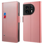 Fallskyddande mobilskal för OnePlus 11 5G, PU-läder+TPU vikbart stativ korthållare magnetiskt mobilskal med sminkspegel
