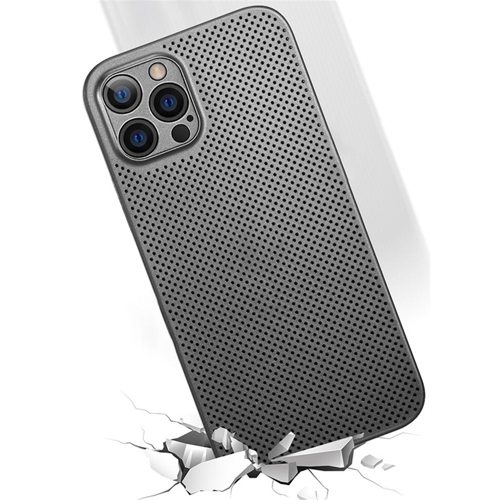 For iPhone 12 Pro Breathable Hollow Hole Heat Dissipation Mesh Back Cover Ultra Thin PP Phone Case