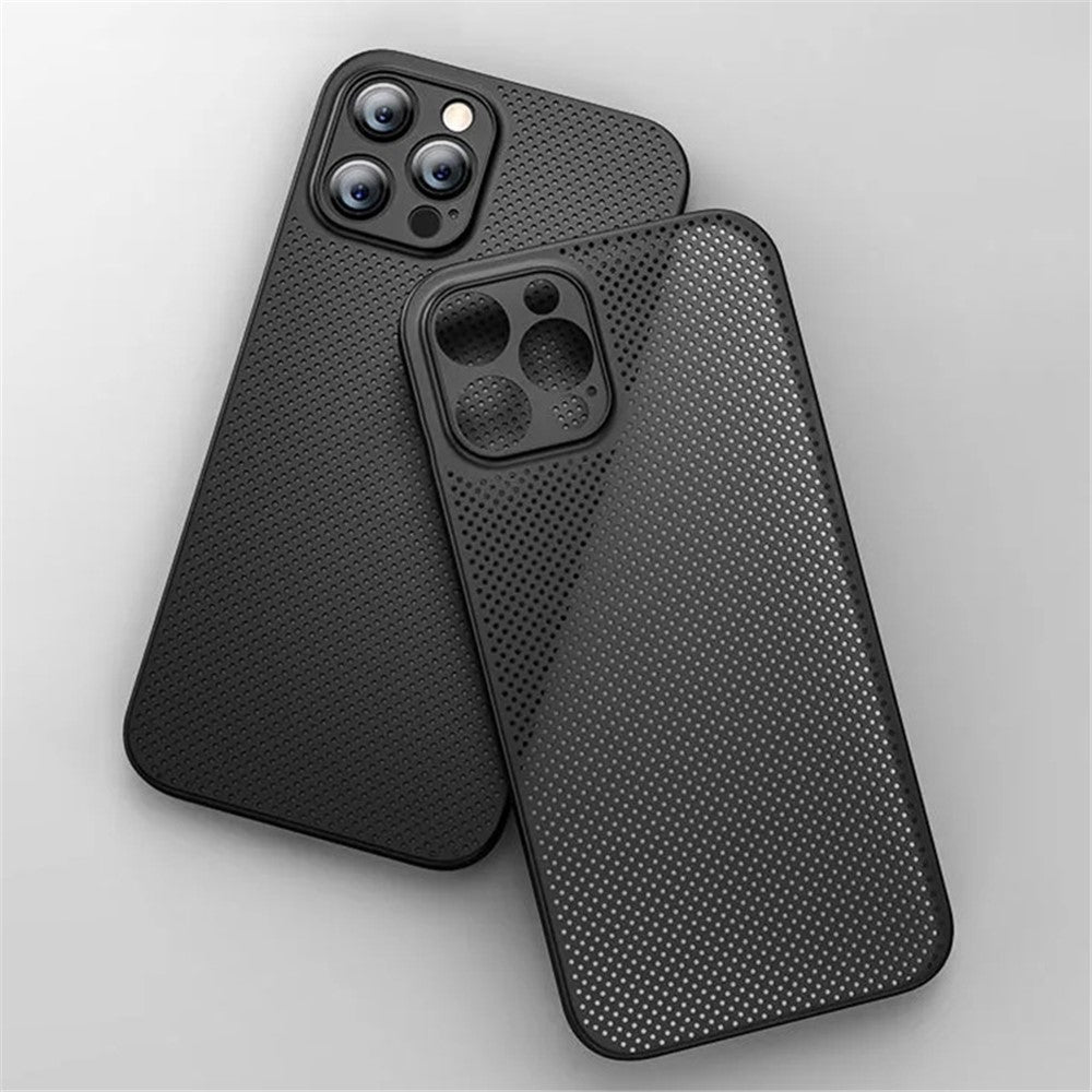 For iPhone 12 Pro Breathable Hollow Hole Heat Dissipation Mesh Back Cover Ultra Thin PP Phone Case