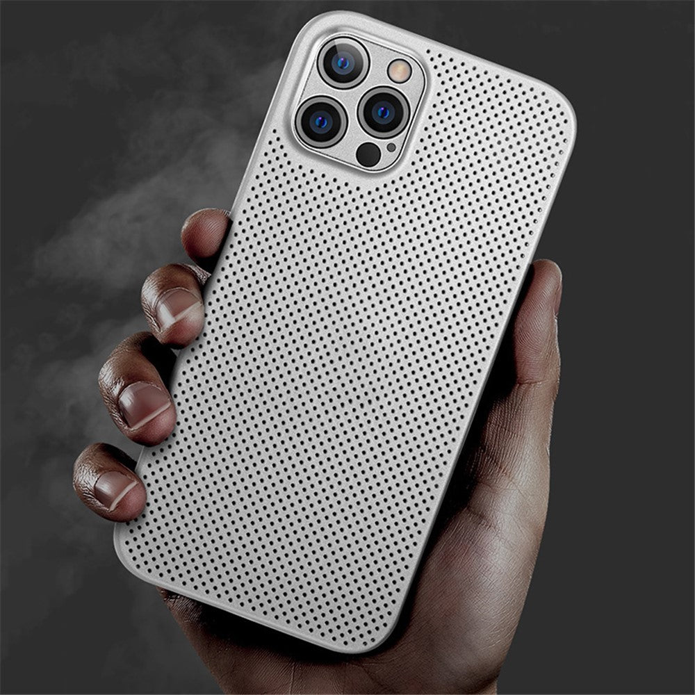 For iPhone 12 Pro Breathable Hollow Hole Heat Dissipation Mesh Back Cover Ultra Thin PP Phone Case