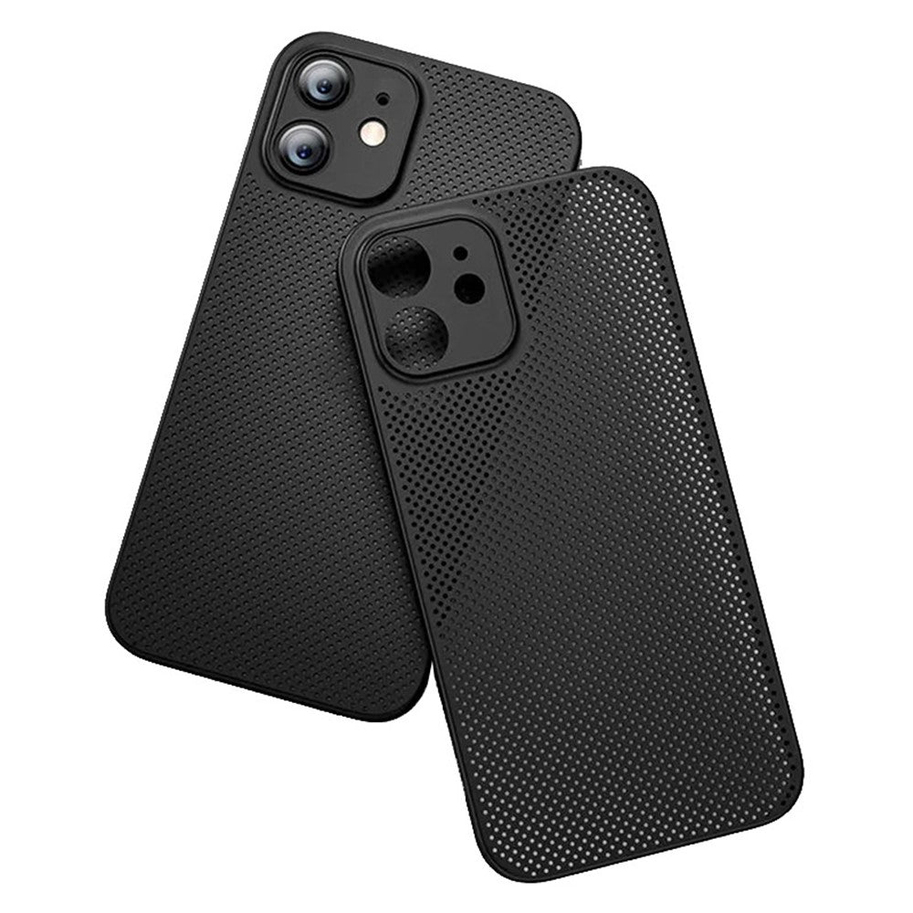 Til iPhone 12 mini 5.4 tommer, anti-fingeraftryk, ultratyndt, åndbart hult hul, varmeafledende net-bagcover, PP-telefoncover