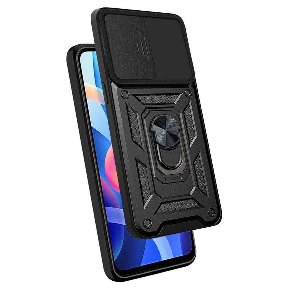 For Xiaomi Redmi Note 11 Pro 5G (China) (MediaTek) / Note 11 Pro+ 5G Ring Kickstand TPU+PC Phone Case Slide Camera Protection Back Cover