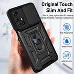 For Xiaomi Redmi Note 11 Pro 5G (China) (MediaTek) / Note 11 Pro+ 5G Ring Kickstand TPU+PC Phone Case Slide Camera Protection Back Cover