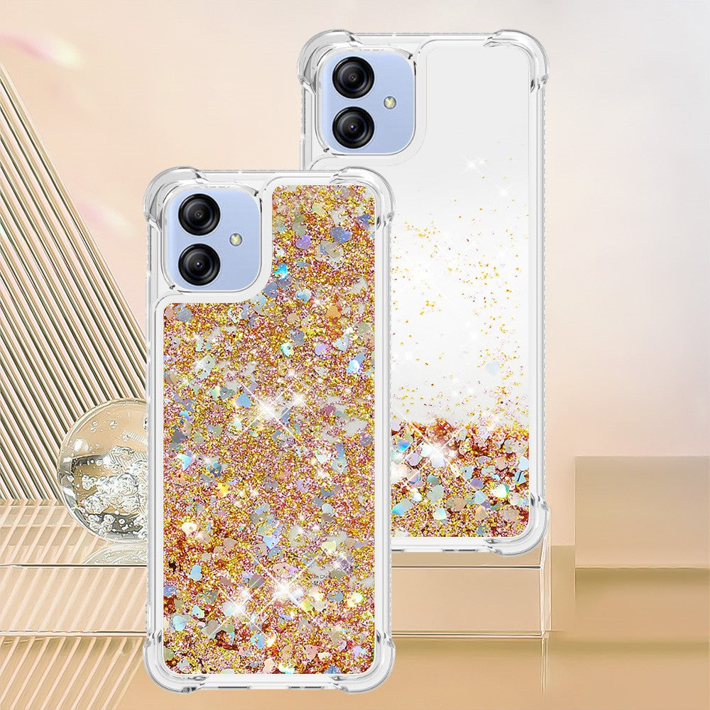 Til Samsung Galaxy A04e 4G / F04 4G / M04 4G TPU-cover Glitter Kvicksand Stødsikkert Telefon Bagcover