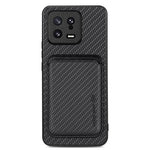 Detachable Card Holder Case for Xiaomi 13 5G, Carbon Fiber Texture Anti-scratch Cell Phone Cover
