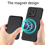Detachable Card Holder Case for Xiaomi 13 5G, Carbon Fiber Texture Anti-scratch Cell Phone Cover
