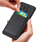Detachable Card Holder Case for Xiaomi 13 5G, Carbon Fiber Texture Anti-scratch Cell Phone Cover