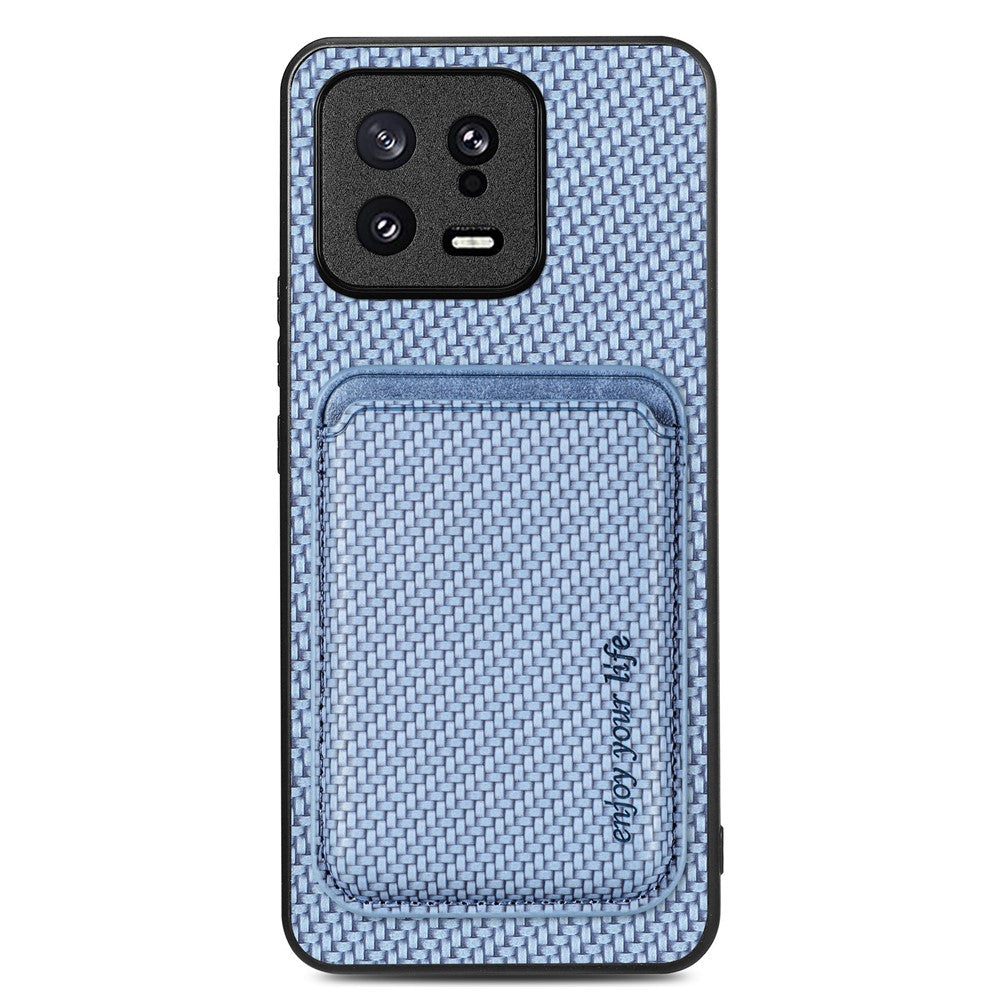 Detachable Card Holder Case for Xiaomi 13 5G, Carbon Fiber Texture Anti-scratch Cell Phone Cover
