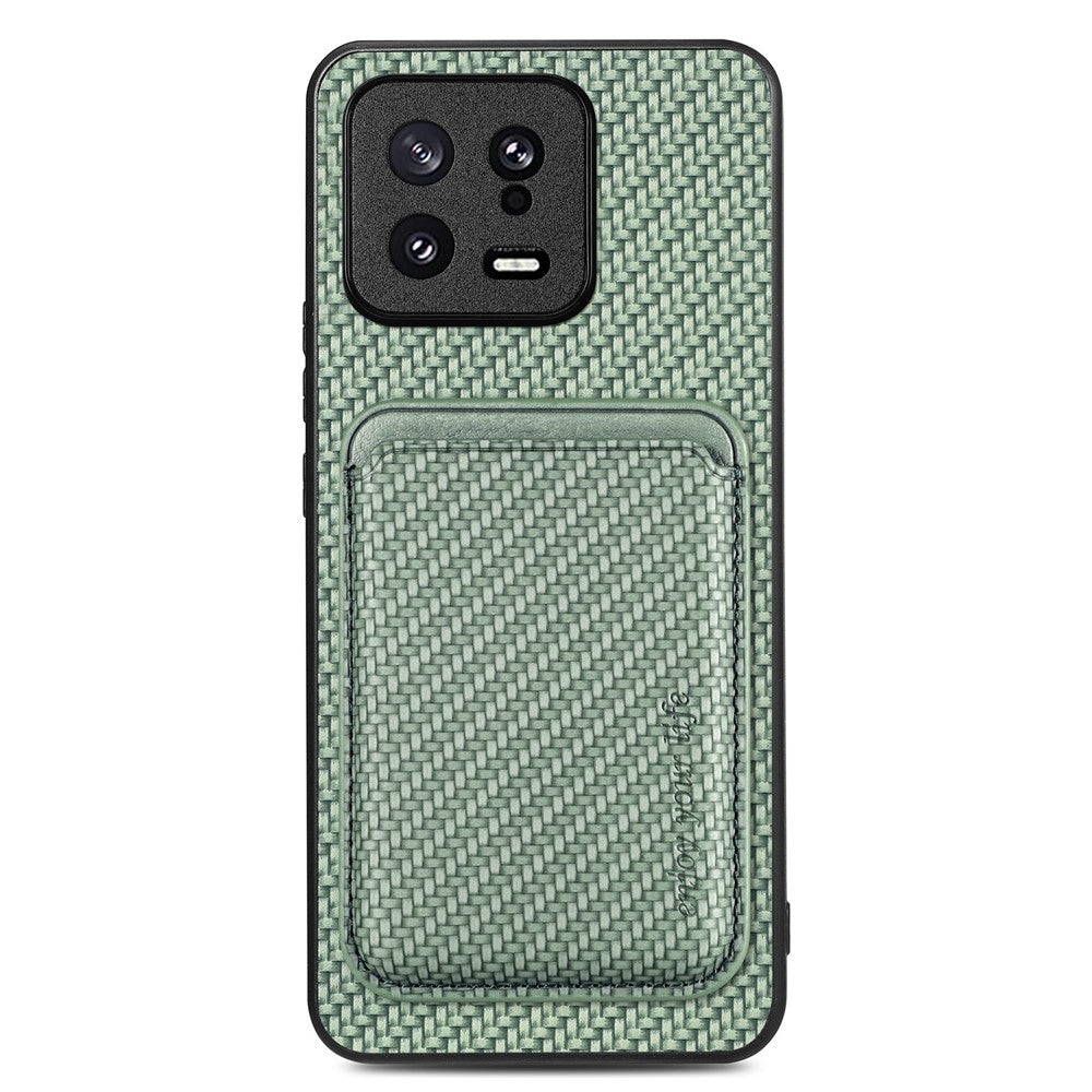 Detachable Card Holder Case for Xiaomi 13 5G, Carbon Fiber Texture Anti-scratch Cell Phone Cover