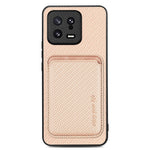 Detachable Card Holder Case for Xiaomi 13 5G, Carbon Fiber Texture Anti-scratch Cell Phone Cover