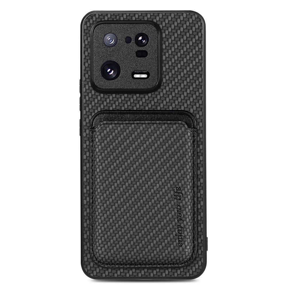 Xiaomi 13 Pro 5G aftagelig kortholder med kulfibertekstur, mobilcover i PU-læder + TPU + PC