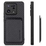 Xiaomi 13 Pro 5G aftagelig kortholder med kulfibertekstur, mobilcover i PU-læder + TPU + PC
