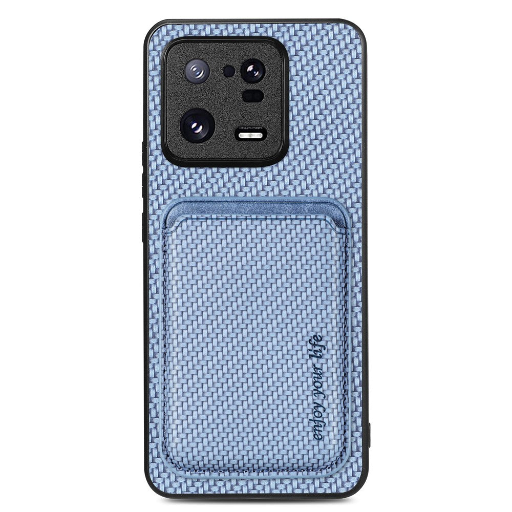 Xiaomi 13 Pro 5G aftagelig kortholder med kulfibertekstur, mobilcover i PU-læder + TPU + PC