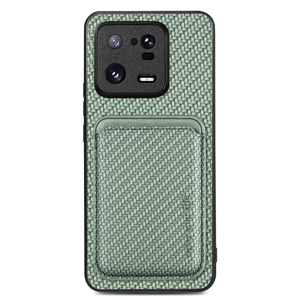 Xiaomi 13 Pro 5G aftagelig kortholder med kulfibertekstur, mobilcover i PU-læder + TPU + PC