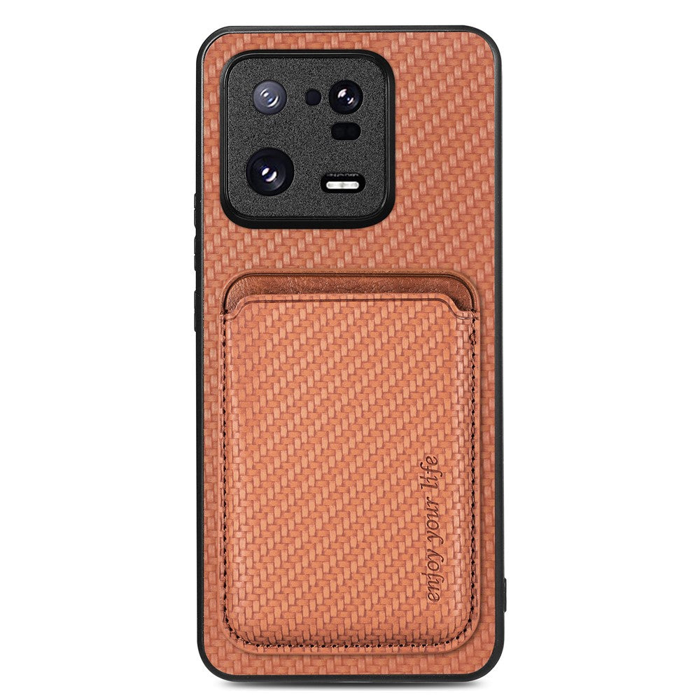 Xiaomi 13 Pro 5G aftagelig kortholder med kulfibertekstur, mobilcover i PU-læder + TPU + PC