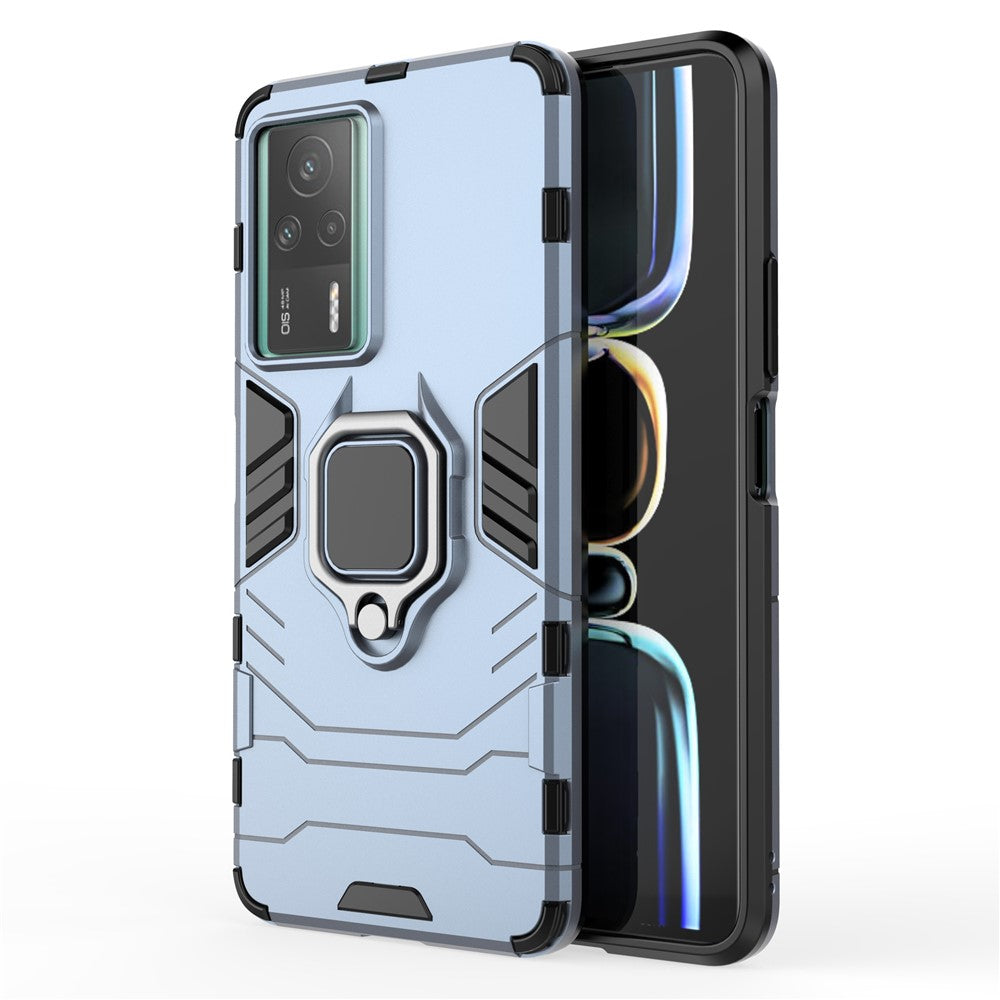 TPU+PC Phone Case for Xiaomi Redmi K60E 5G, Stable Ring Holder Kickstand Shockproof Cover Shell