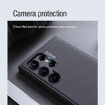 NILLKIN Frosted Shield Pro til Samsung Galaxy S23 Ultra, mat mobilcover i PC + TPU, stødsikkert hybridcover med bilholder og metalplade