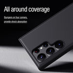 NILLKIN Frosted Shield Pro til Samsung Galaxy S23 Ultra, mat mobilcover i PC + TPU, stødsikkert hybridcover med bilholder og metalplade