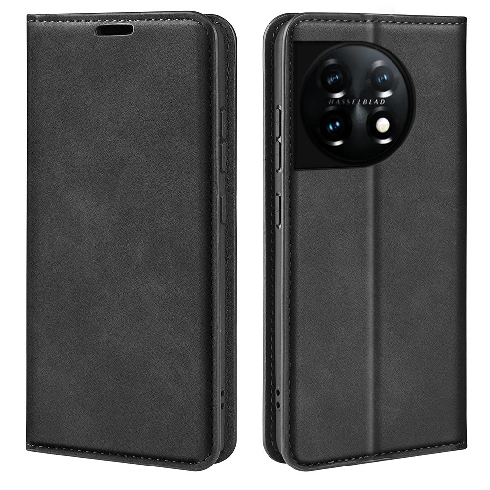 Til OnePlus 11 5G Skin-touch Feeling Magnetisk Auto-absorberet Pungcover Fuldt Indpakket PU Læder Stander Flip Telefoncover