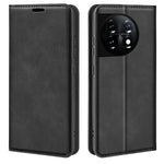 OnePlus 11 5G-magnetiskt, självhäftande plånboksfodral med hudvänlig yta, heltäckande PU-läder, stativ och vikbart mobilfodral