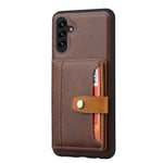 For Samsung Galaxy A34 5G Anti-scratch Calf Texture Phone Case Card Slots Kickstand PU Leather Coated TPU Protective Back Cover