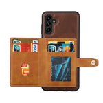 For Samsung Galaxy A34 5G Anti-scratch Calf Texture Phone Case Card Slots Kickstand PU Leather Coated TPU Protective Back Cover