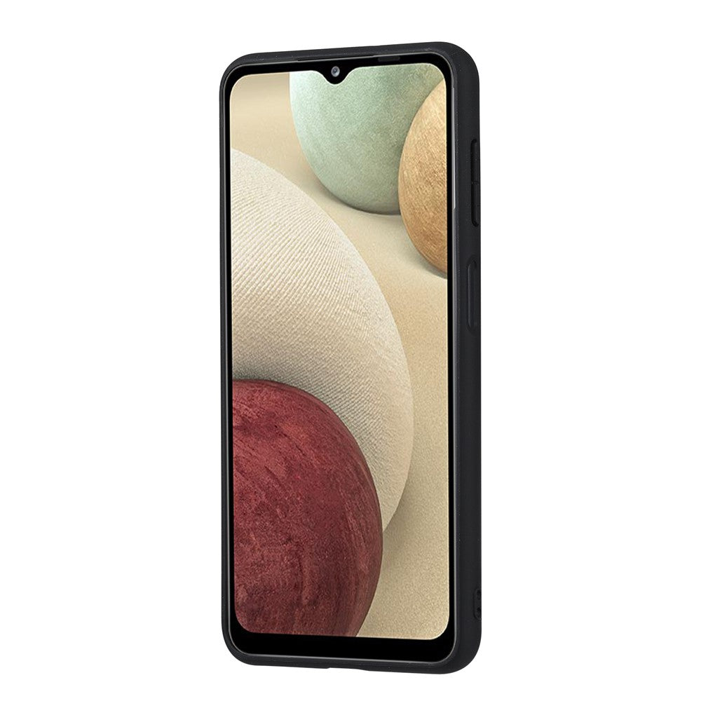 For Samsung Galaxy A34 5G Anti-scratch Calf Texture Phone Case Card Slots Kickstand PU Leather Coated TPU Protective Back Cover