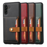 For Samsung Galaxy A34 5G Anti-scratch Calf Texture Phone Case Card Slots Kickstand PU Leather Coated TPU Protective Back Cover