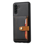 For Samsung Galaxy A34 5G Anti-scratch Calf Texture Phone Case Card Slots Kickstand PU Leather Coated TPU Protective Back Cover