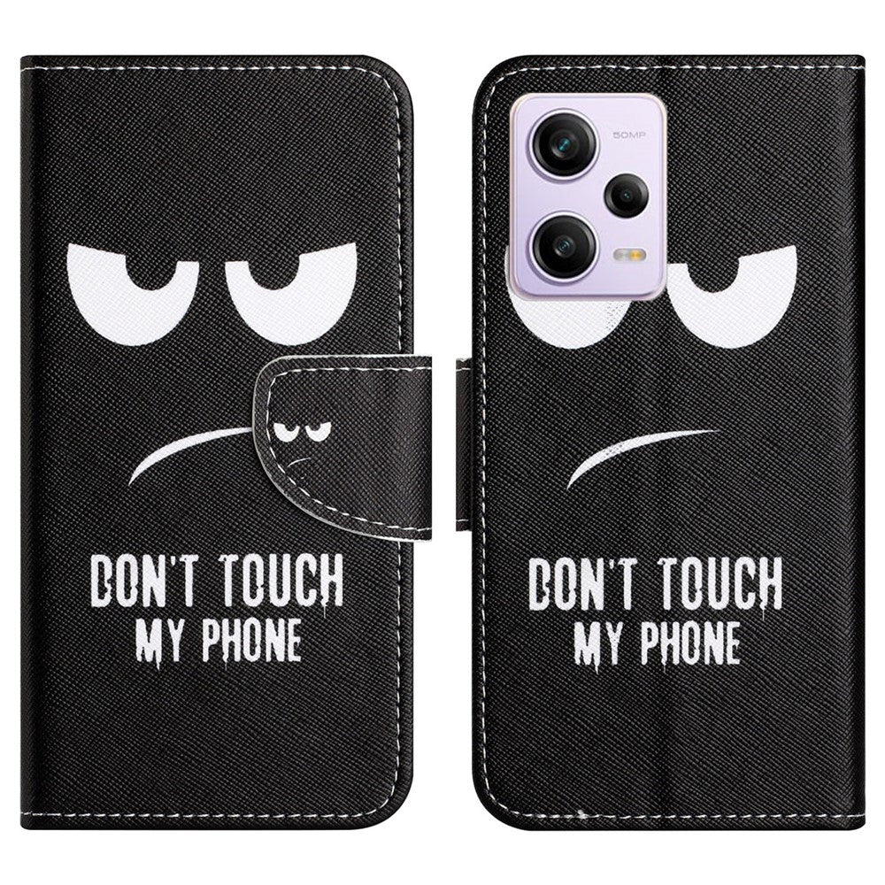 Leather Case for Xiaomi Redmi Note 12 5G (Global) / (India) / (China) / Poco X5 5G Cross Texture Wallet Stand Pattern Printing Phone Cover