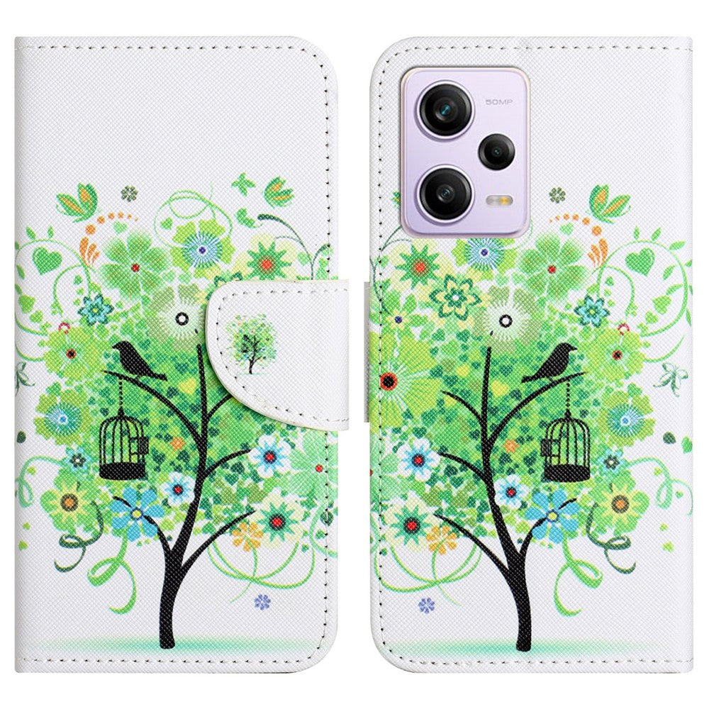 Stand Wallet Phone Case for Xiaomi Redmi Note 12 Pro 5G / Note 12 Pro Speed 5G / Poco X5 Pro 5G , PU Leather Pattern Printing Cross Texture Anti-drop Cover