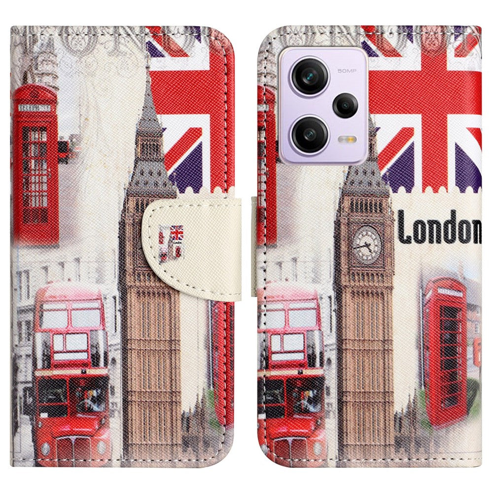 Stand Wallet Phone Case for Xiaomi Redmi Note 12 Pro 5G / Note 12 Pro Speed 5G / Poco X5 Pro 5G , PU Leather Pattern Printing Cross Texture Anti-drop Cover