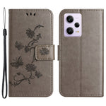 Shockproof Phone Case For Xiaomi Redmi Note 12 Pro+ 5G , PU Leather Phone Cover with Imprinted Butterfly Flower Pattern and Stand Wallet