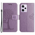 PU Leather Phone Case For Xiaomi Redmi Note 12 Pro+ 5G , Imprinted Owl Tree Pattern Protective Phone Stand Wallet Cover