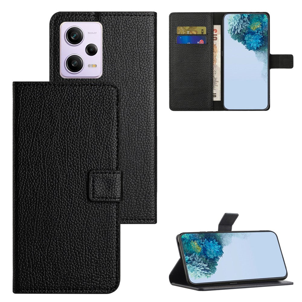 PU Leather Phone Case for Xiaomi Redmi Note 12 Pro+ 5G , Litchi Texture Stand Wallet Cover