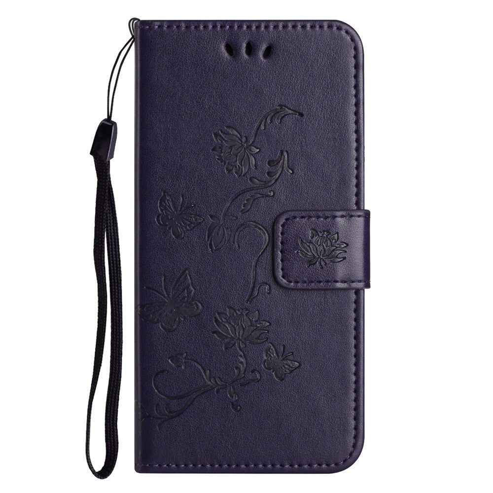 For Xiaomi Redmi 11A 4G Imprinted Butterfly Flower Pattern PU Leather Flip Phone Cover Stand Magnetic Wallet Folio Case with Strap