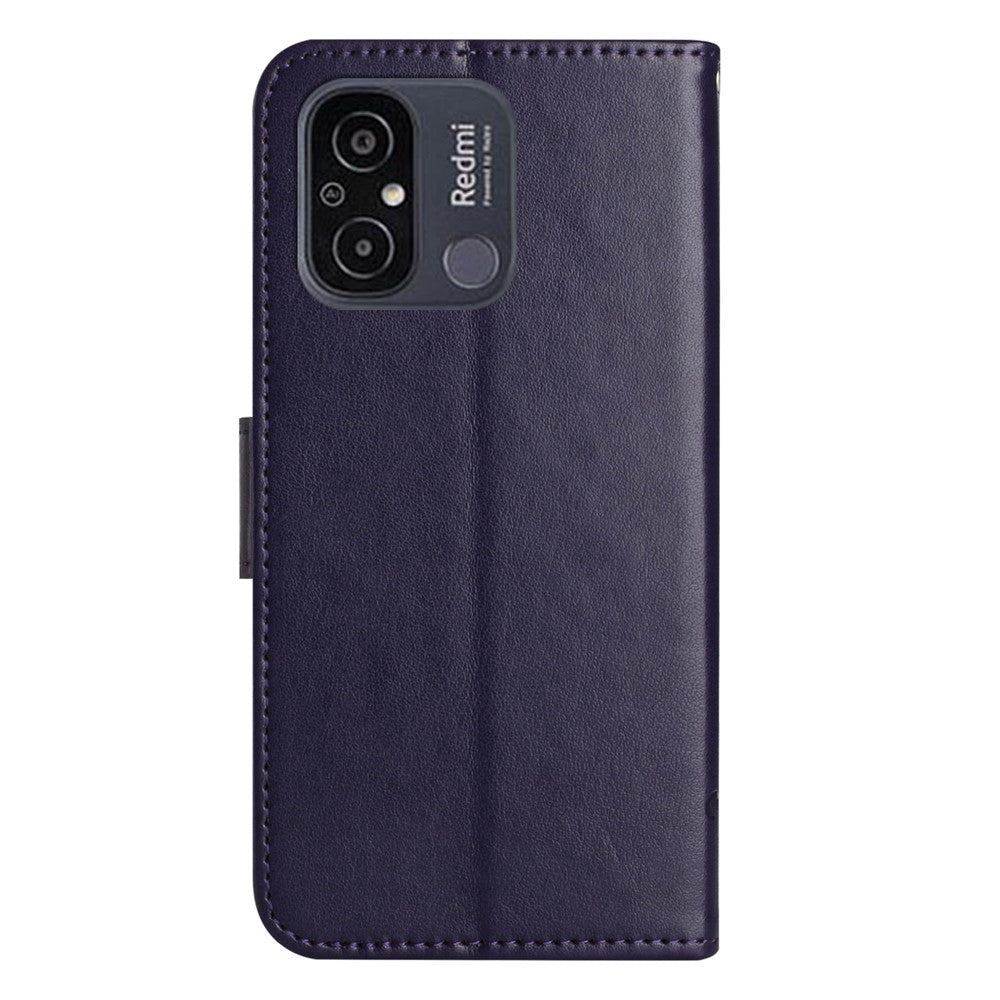For Xiaomi Redmi 11A 4G Imprinted Butterfly Flower Pattern PU Leather Flip Phone Cover Stand Magnetic Wallet Folio Case with Strap