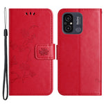 For Xiaomi Redmi 11A 4G Imprinted Butterfly Flower Pattern PU Leather Flip Phone Cover Stand Magnetic Wallet Folio Case with Strap