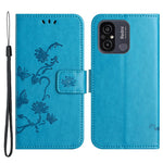 For Xiaomi Redmi 11A 4G Imprinted Butterfly Flower Pattern PU Leather Flip Phone Cover Stand Magnetic Wallet Folio Case with Strap