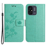 For Xiaomi Redmi 11A 4G Imprinted Butterfly Flower Pattern PU Leather Flip Phone Cover Stand Magnetic Wallet Folio Case with Strap
