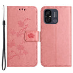 For Xiaomi Redmi 11A 4G Imprinted Butterfly Flower Pattern PU Leather Flip Phone Cover Stand Magnetic Wallet Folio Case with Strap