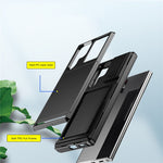 Skjutbart korthållarfodral för Samsung Galaxy S23 Ultra, fallsäkert PC + TPU-skyddsfodral