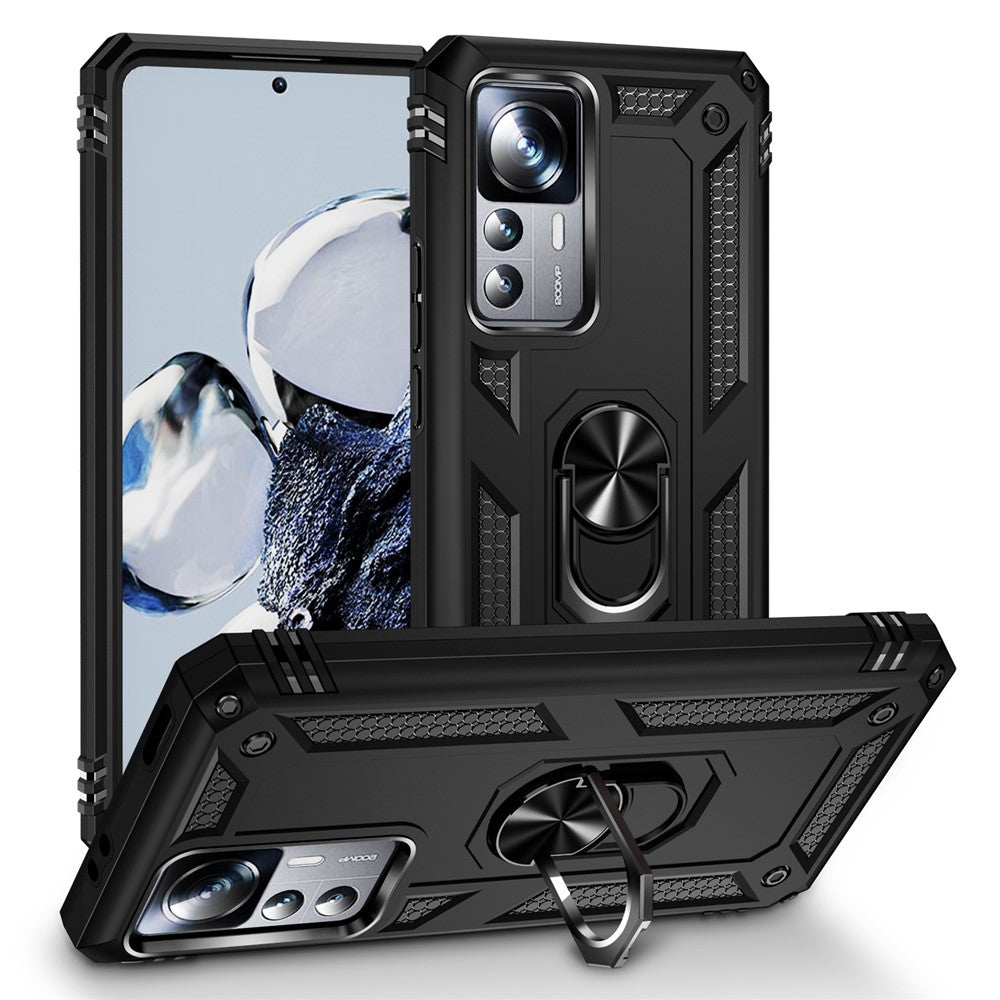 Fallsäkert mobilskal för Xiaomi 12T 5G / 12T Pro 5G / Redmi K50 Ultra 5G, PC + TPU mobilskal med ringstöd