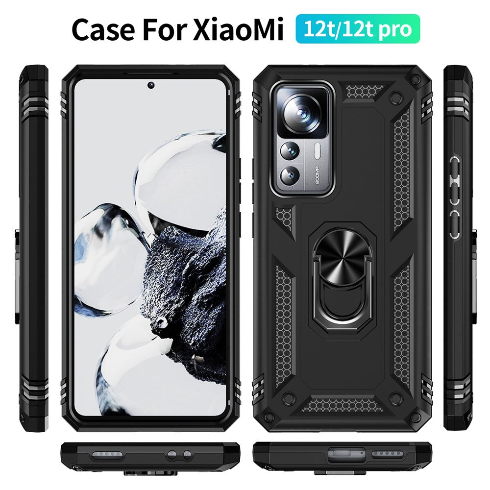 Fallsäkert mobilskal för Xiaomi 12T 5G / 12T Pro 5G / Redmi K50 Ultra 5G, PC + TPU mobilskal med ringstöd