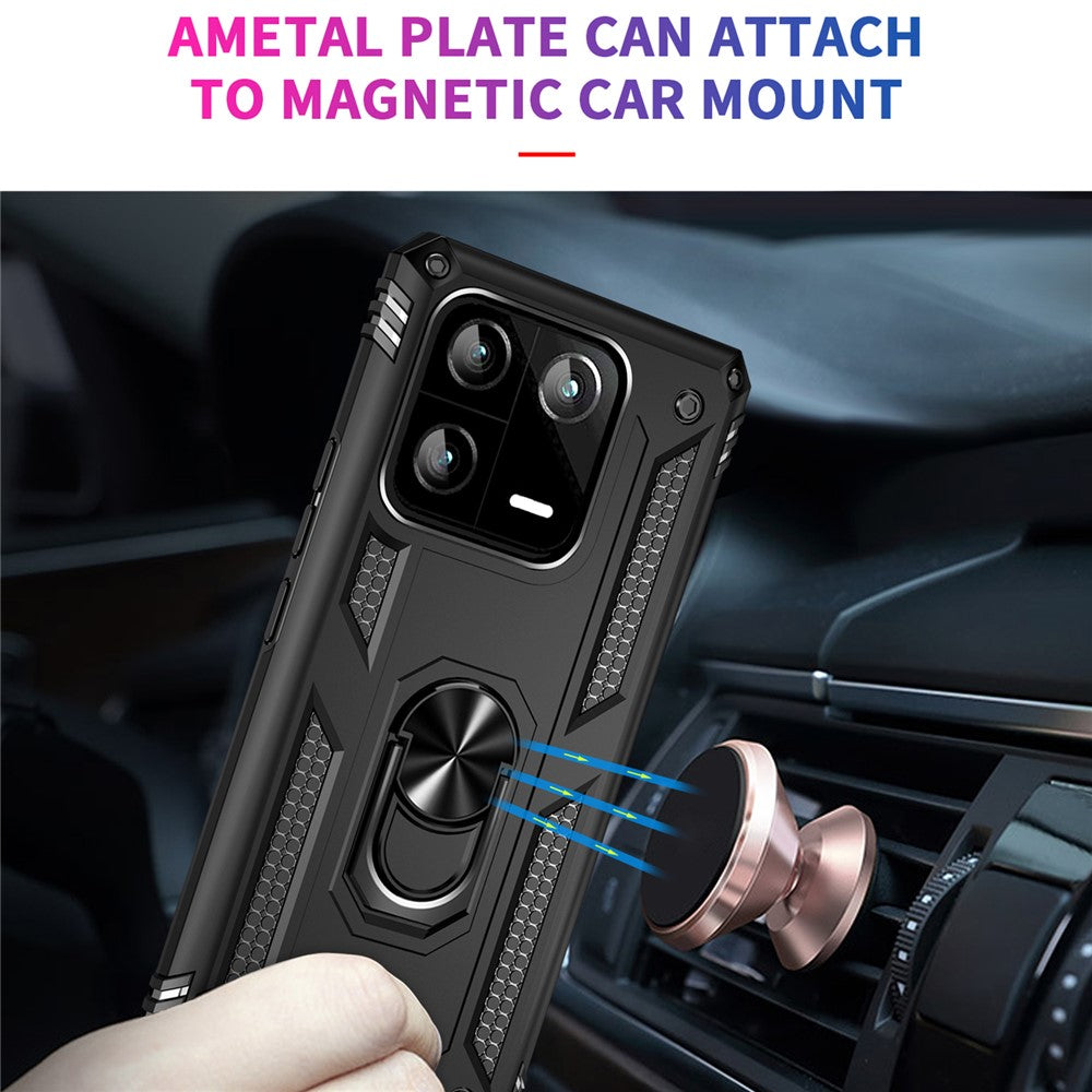 Ring Kickstand Phone Case for Xiaomi 13 Pro 5G, Military Grade Shockproof PC + TPU Protective Cover